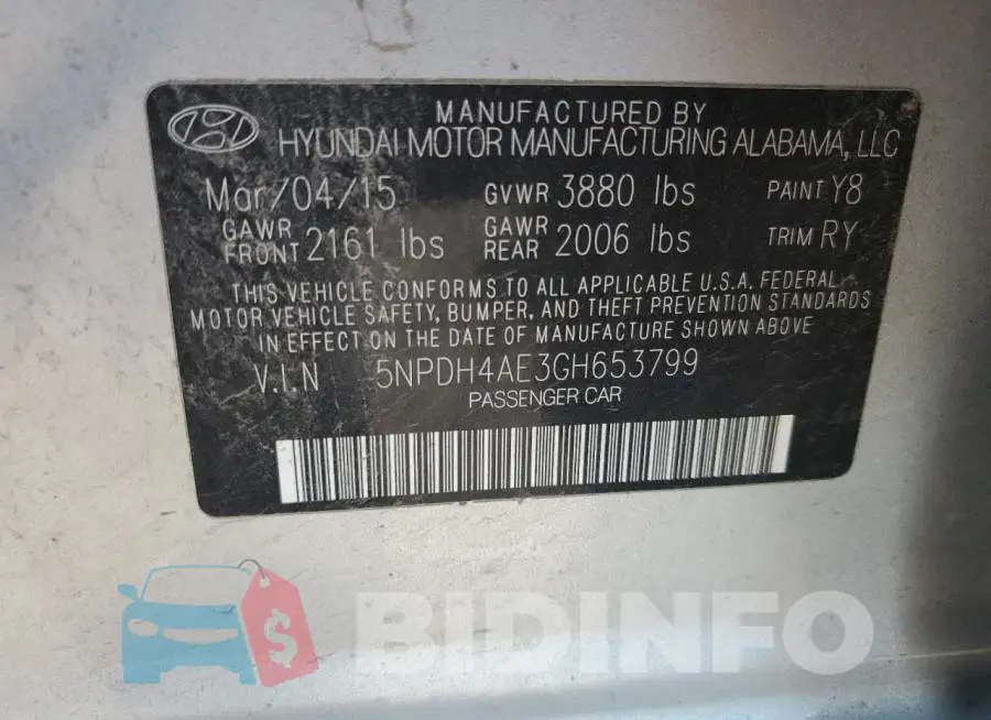 5NPDH4AE3GH653799 Photo# 10