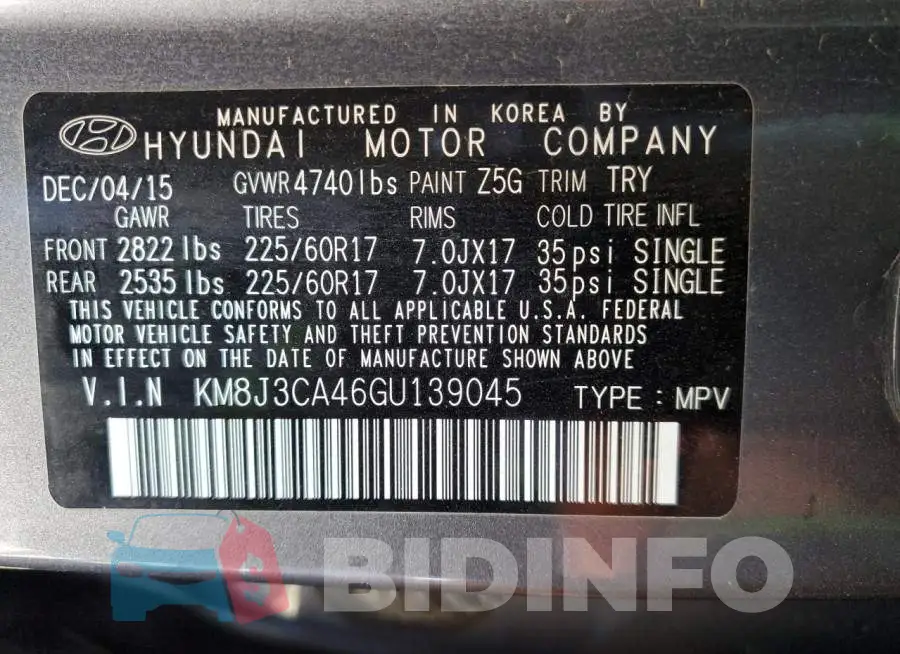 KM8J3CA46GU139045 Photo# 10