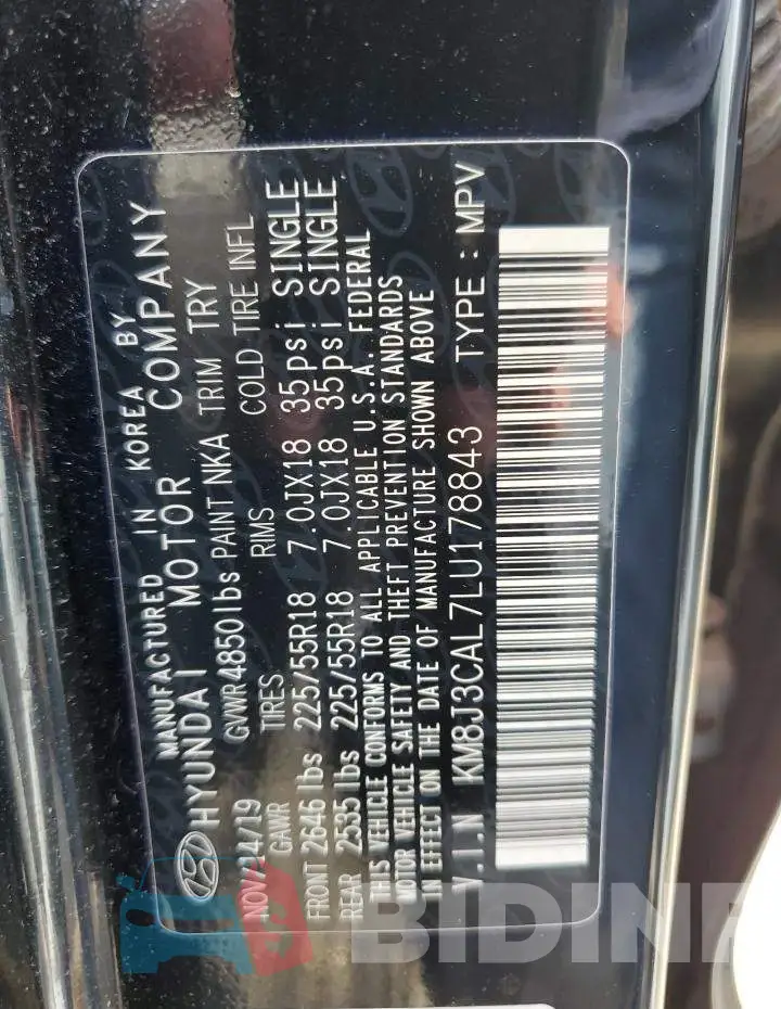 KM8J3CAL7LU178843 Photo# 10
