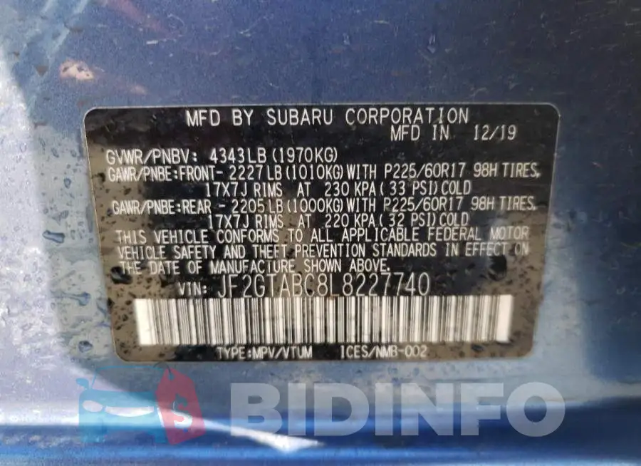 JF2GTABC8L8227740 Photo# 10
