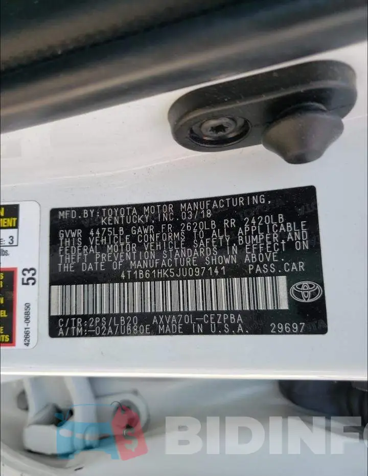 4T1B61HK5JU097141 Photo# 10