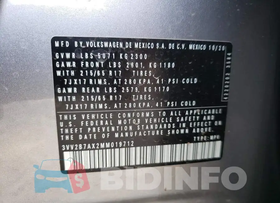 3VV2B7AX2MM019712 Photo# 10