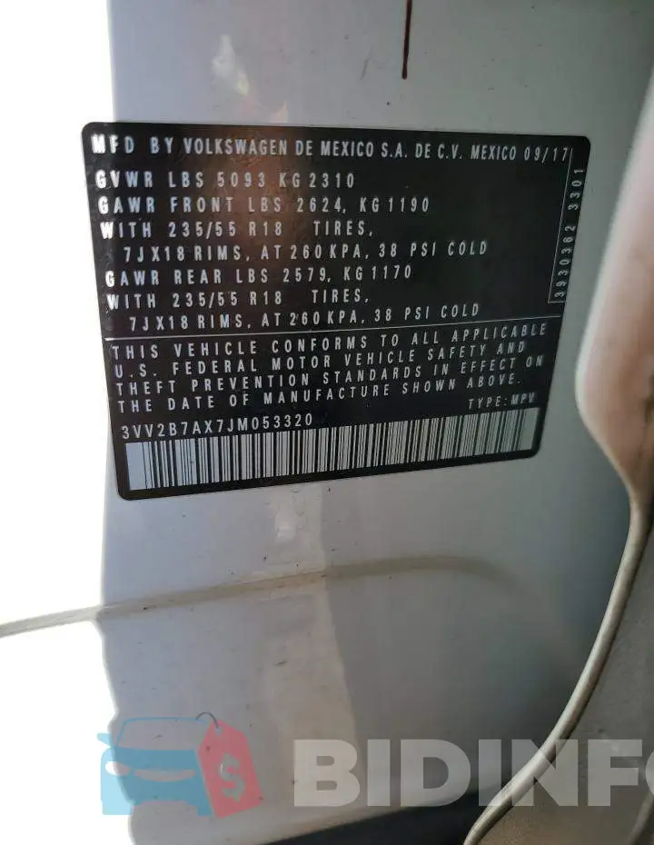 3VV2B7AX7JM053320 Photo# 10