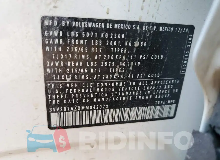 3VV2B7AXXMM042073 Photo# 10