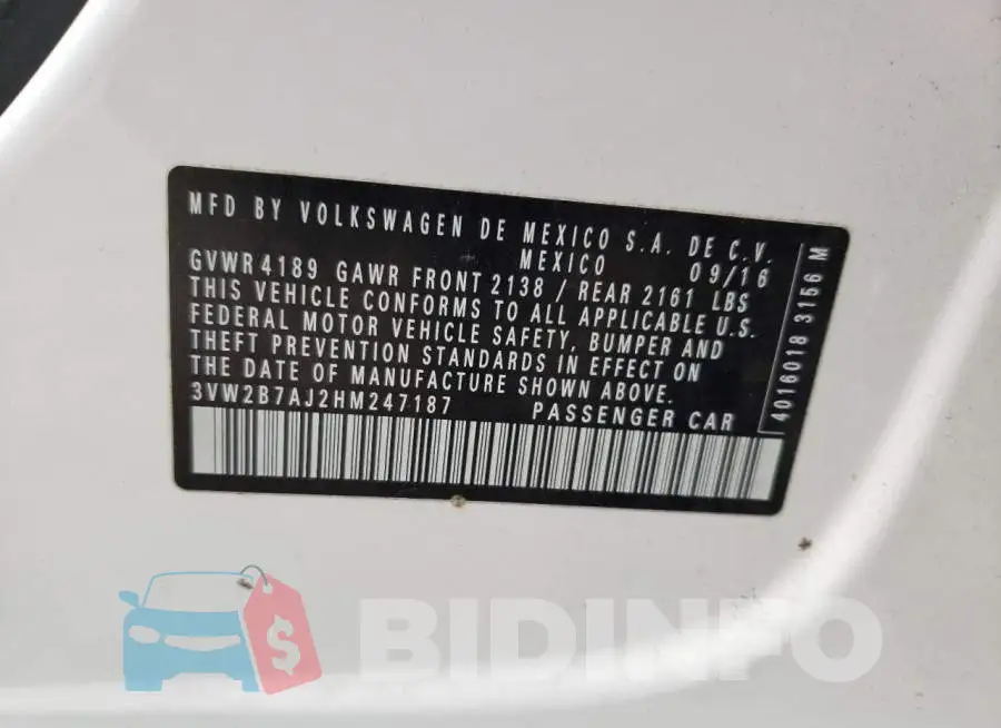 3VW2B7AJ2HM247187 Photo# 10