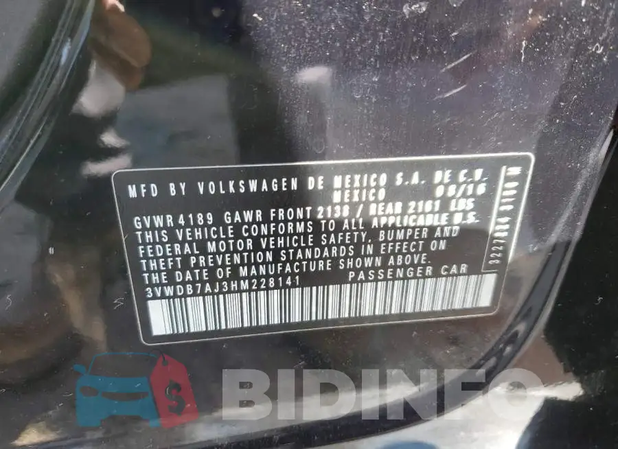3VWDB7AJ3HM228141 Photo# 10