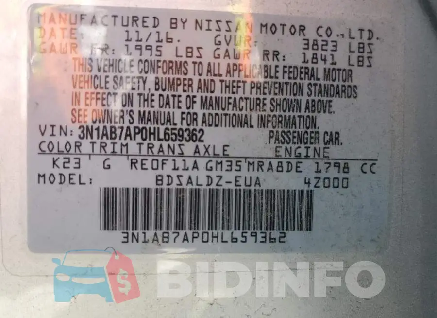 3N1AB7AP0HL659362 Photo# 10