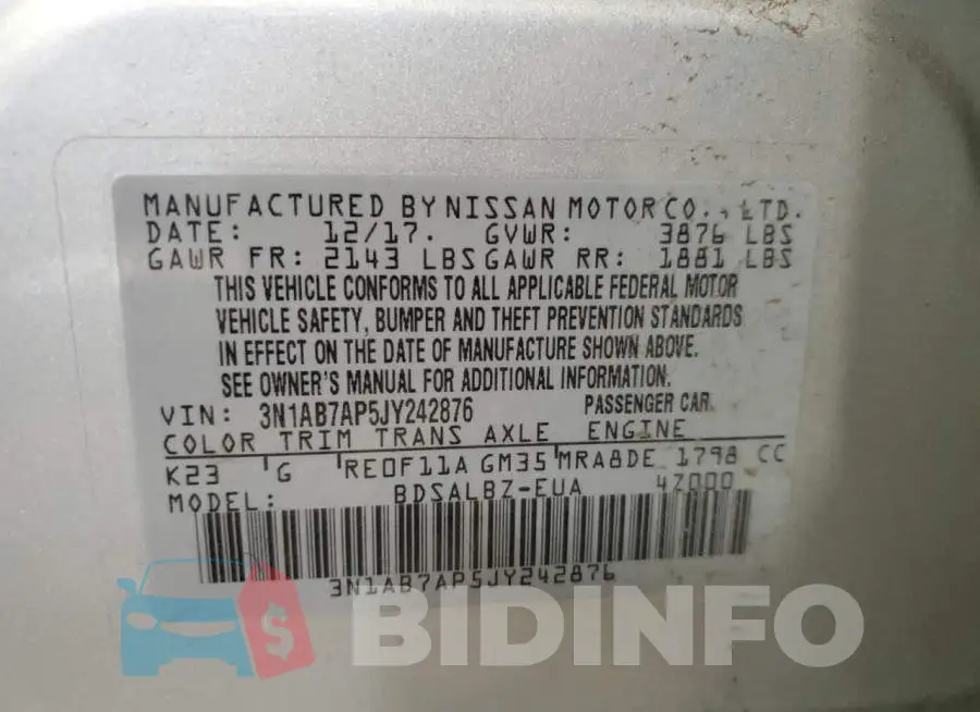 3N1AB7AP5JY242876 Photo# 10