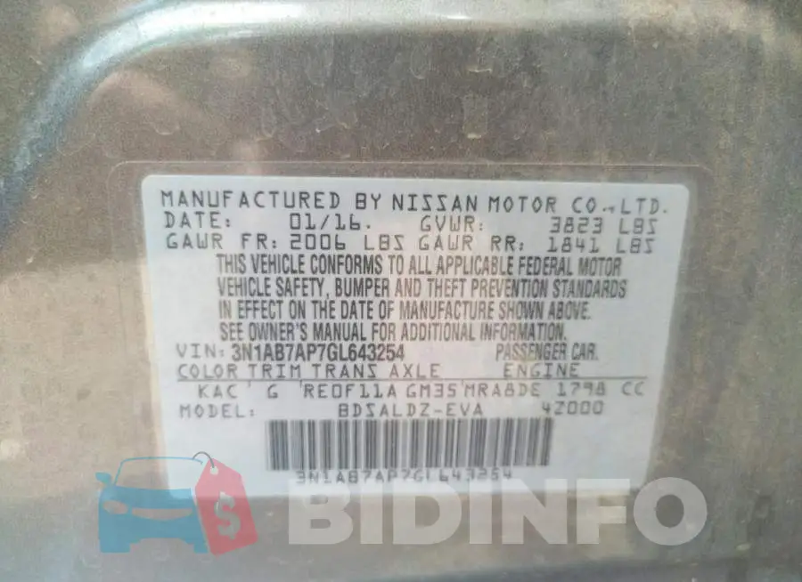 3N1AB7AP7GL643254 Photo# 10