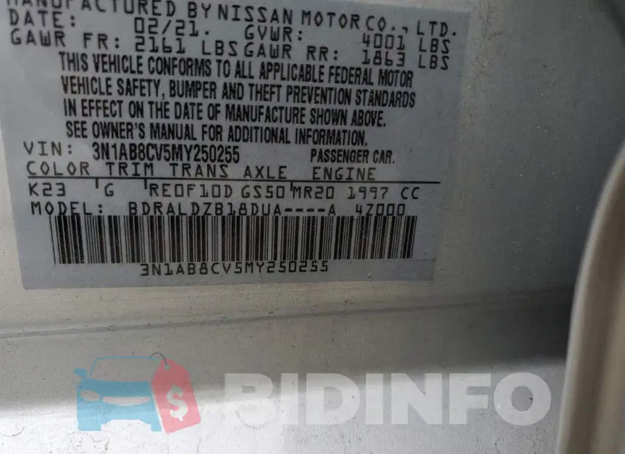 3N1AB8CV5MY250255 Photo# 10