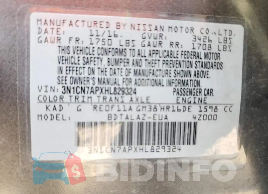 3N1CN7APXHL829324 Photo# 10