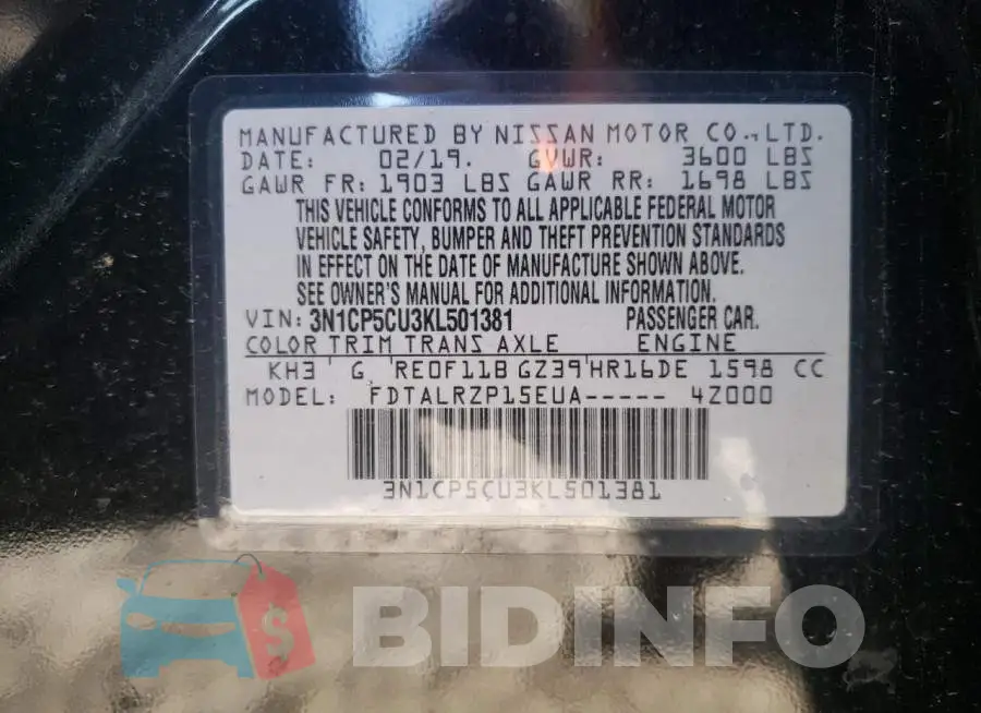 3N1CP5CU3KL501381 Photo# 10