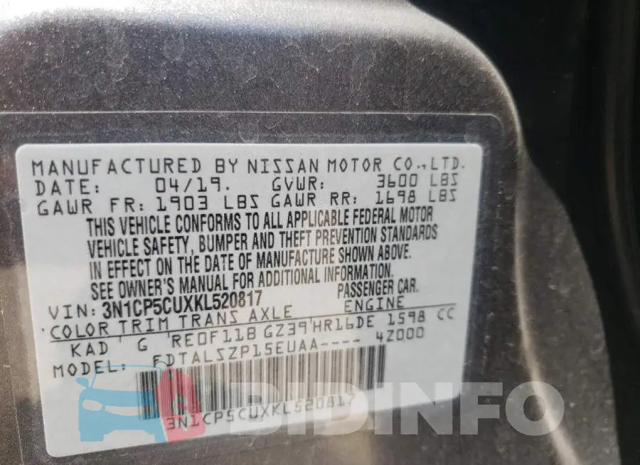 3N1CP5CUXKL520817 Photo# 10