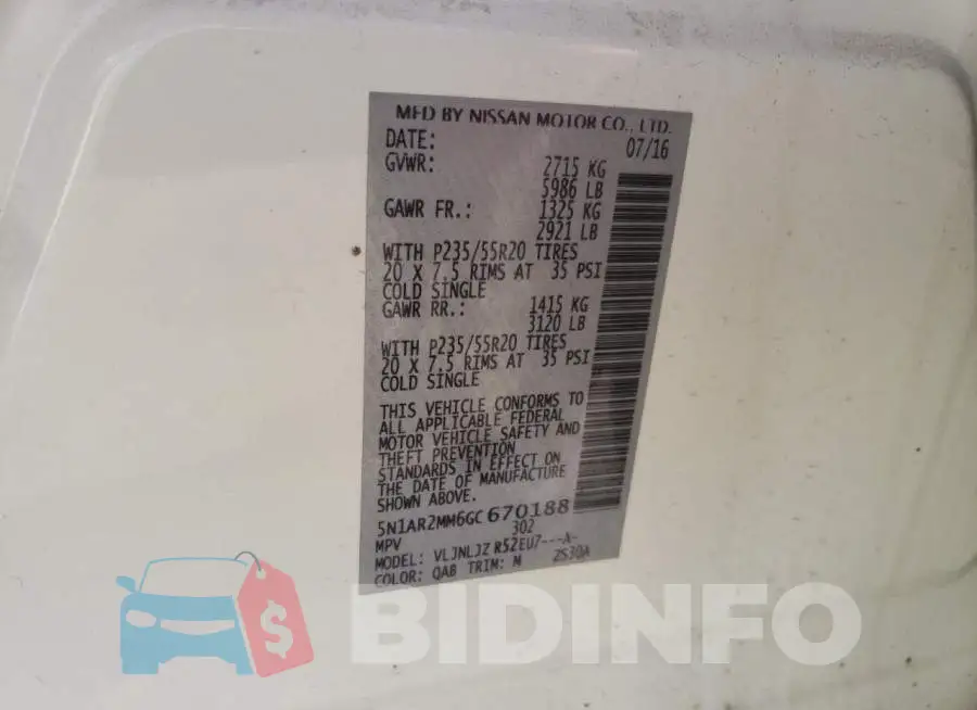 5N1AR2MM6GC670188 Photo# 10