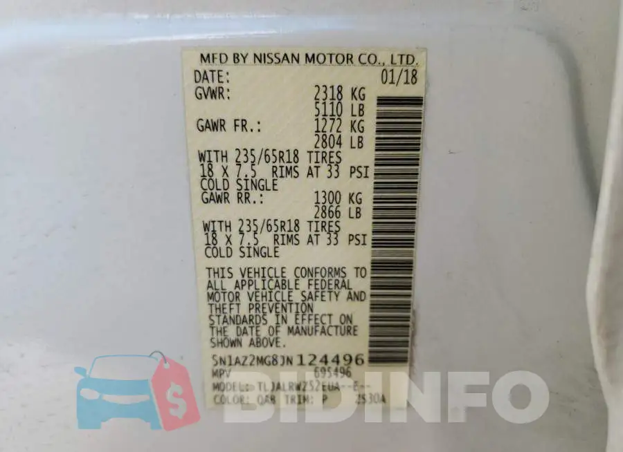 5N1AZ2MG8JN124496 Photo# 10