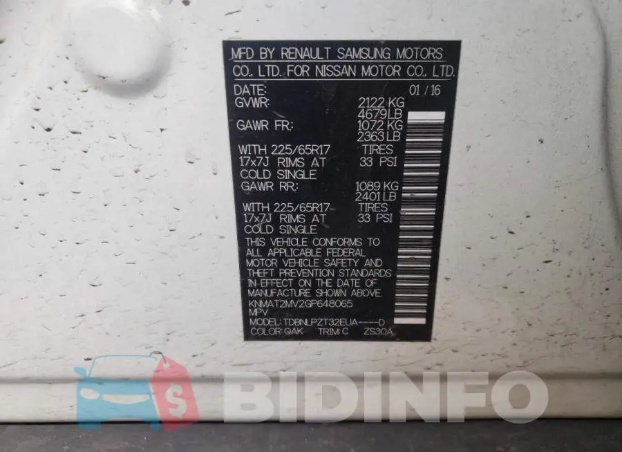 KNMAT2MV2GP648065 Photo# 10