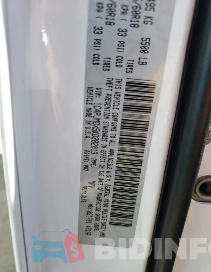 1C4PJMDX5KD282013 Photo# 10