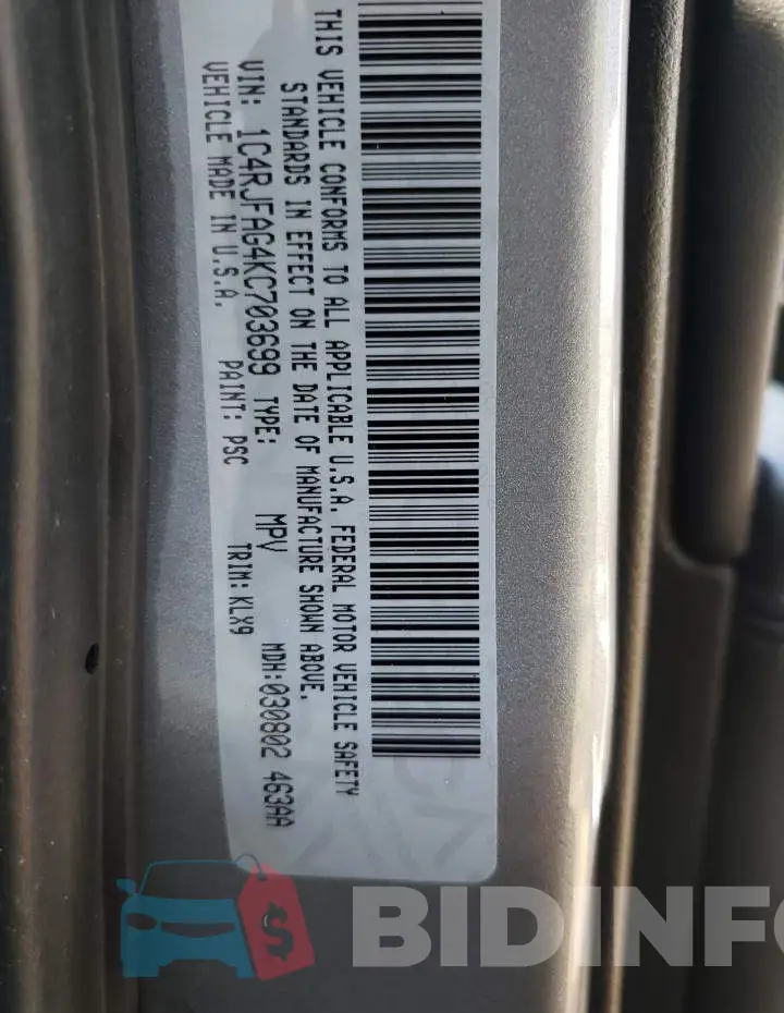 1C4RJFAG4KC703699 Photo# 10