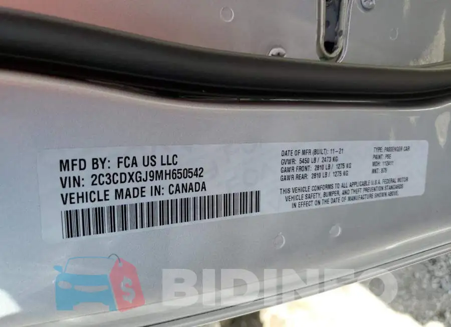 2C3CDXGJ9MH650542 Photo# 10