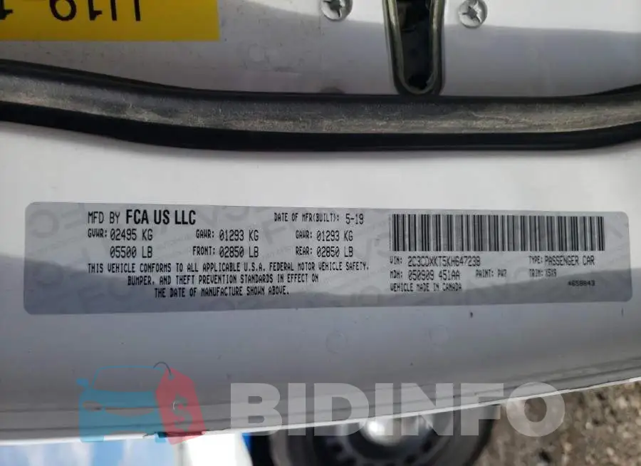 2C3CDXKT5KH647238 Photo# 10