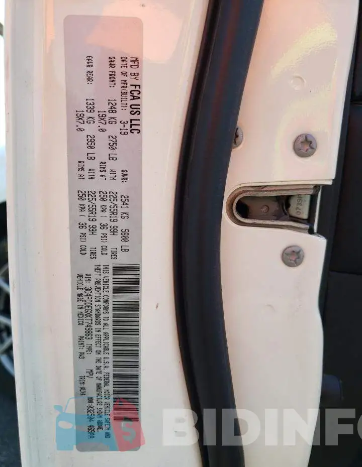 3C4PDDEGXKT749863 Photo# 10
