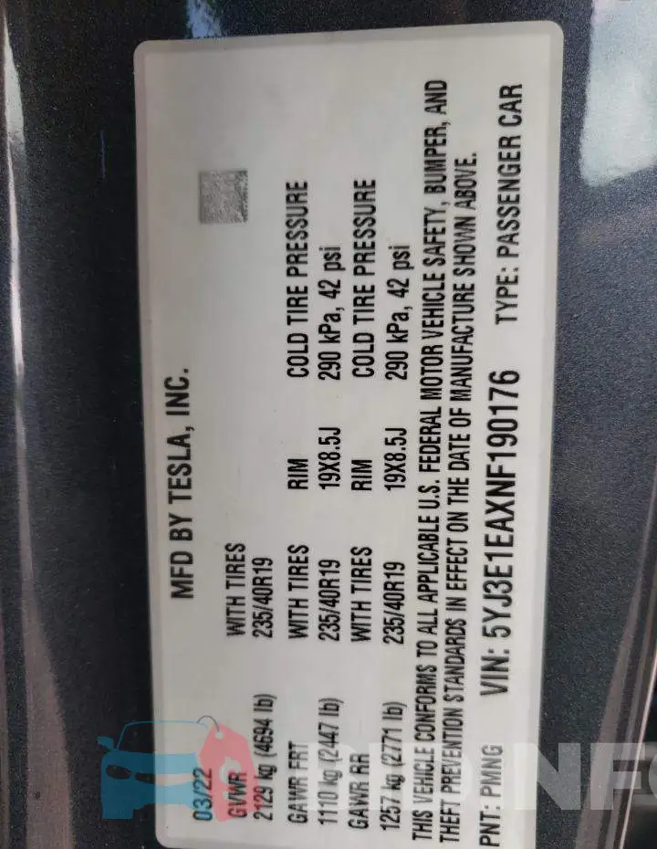 5YJ3E1EAXNF190176 Photo# 10