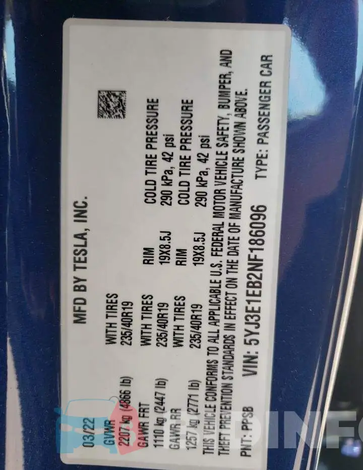 5YJ3E1EB2NF186096 Photo# 10