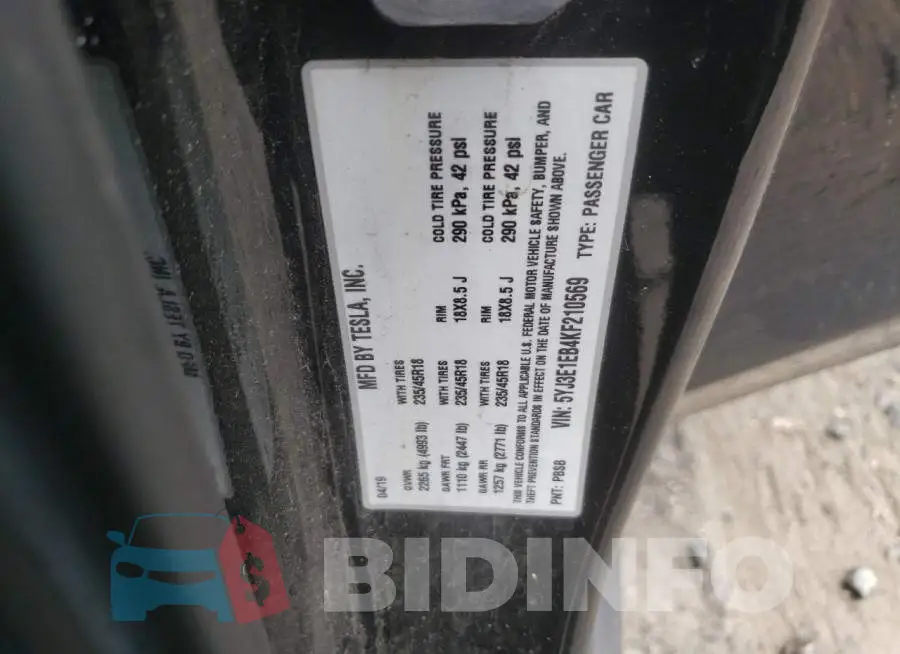 5YJ3E1EB4KF210569 Photo# 10