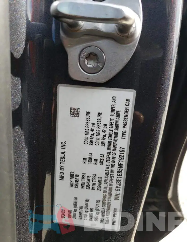 5YJ3E1EB5NF192197 Photo# 10
