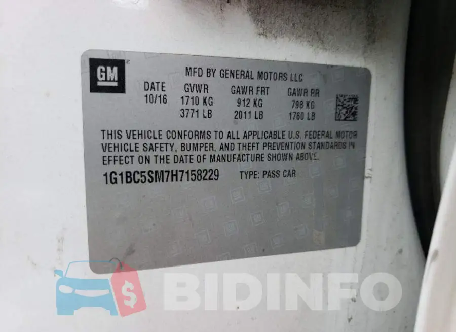 1G1BC5SM7H7158229 Photo# 10