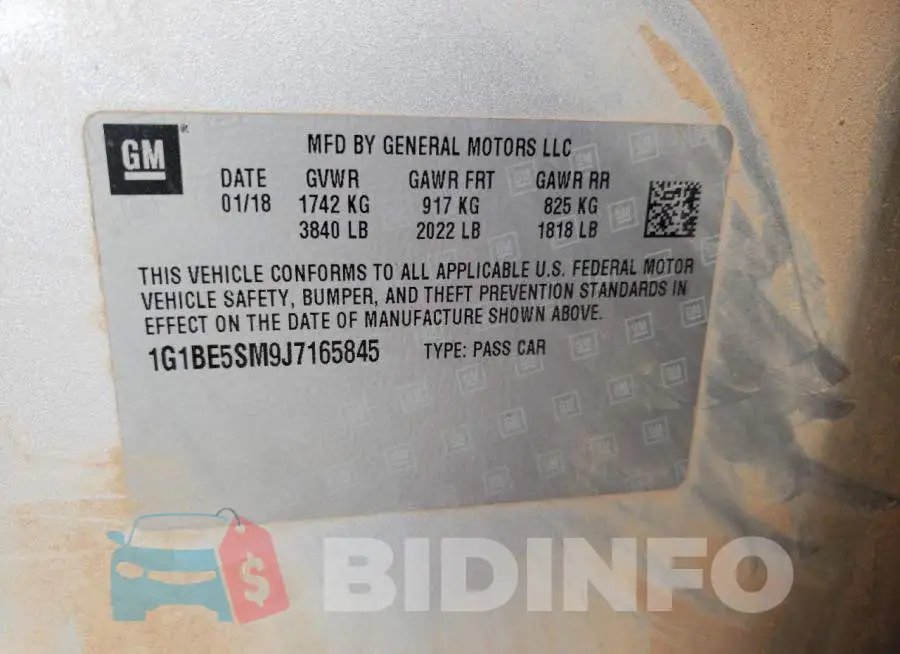 1G1BE5SM9J7165845 Photo# 10