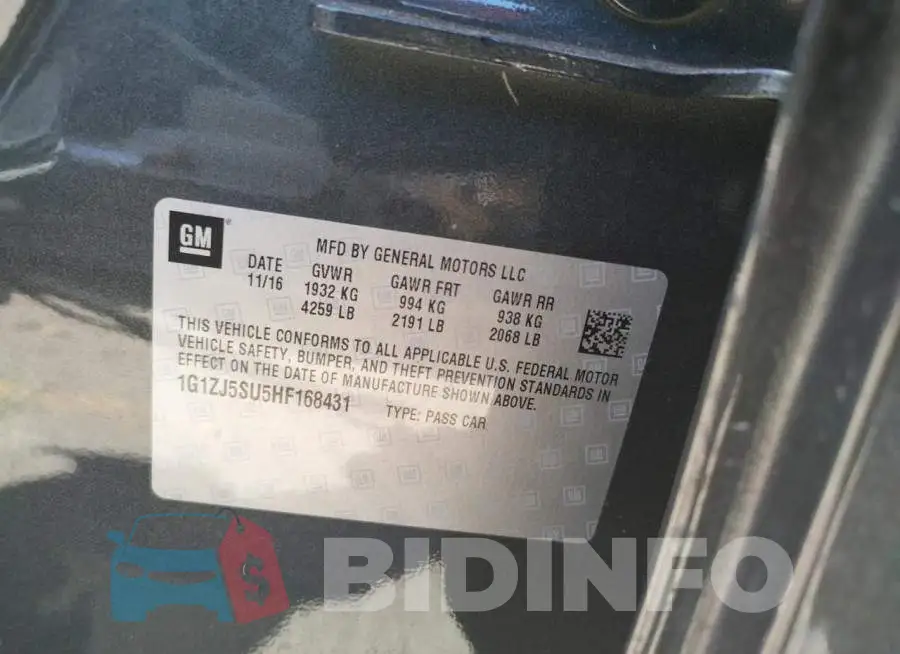 1G1ZJ5SU5HF168431 Photo# 10