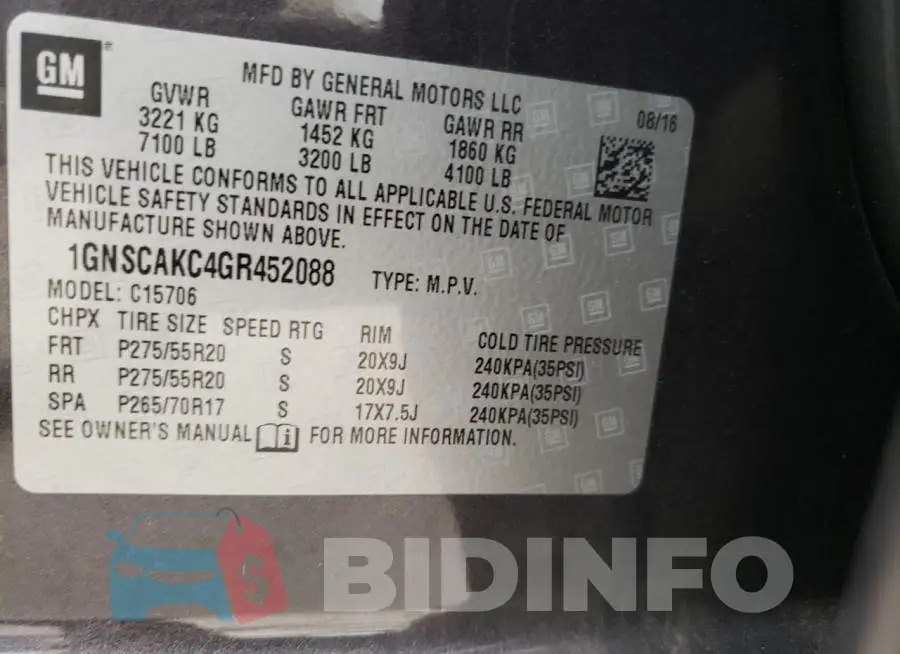 1GNSCAKC4GR452088 Photo# 10