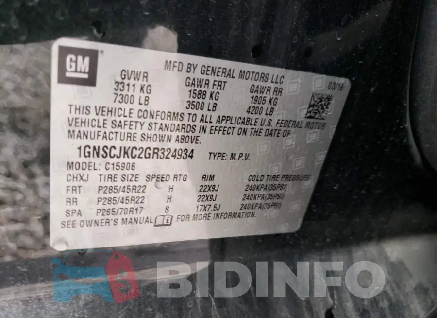 1GNSCJKC2GR324934 Photo# 10