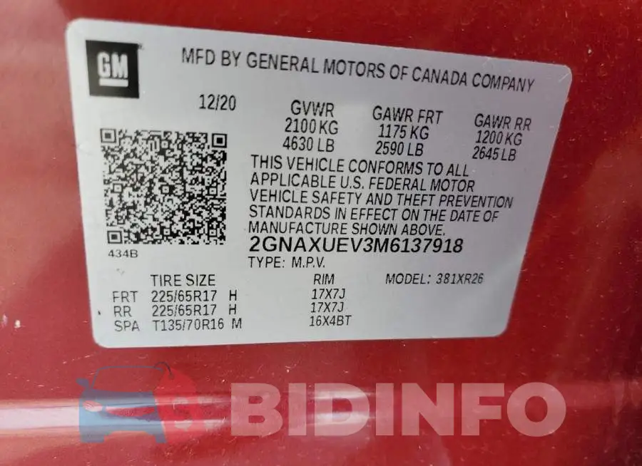 2GNAXUEV3M6137918 Photo# 10