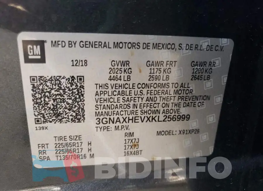 3GNAXHEVXKL256999 Photo# 10