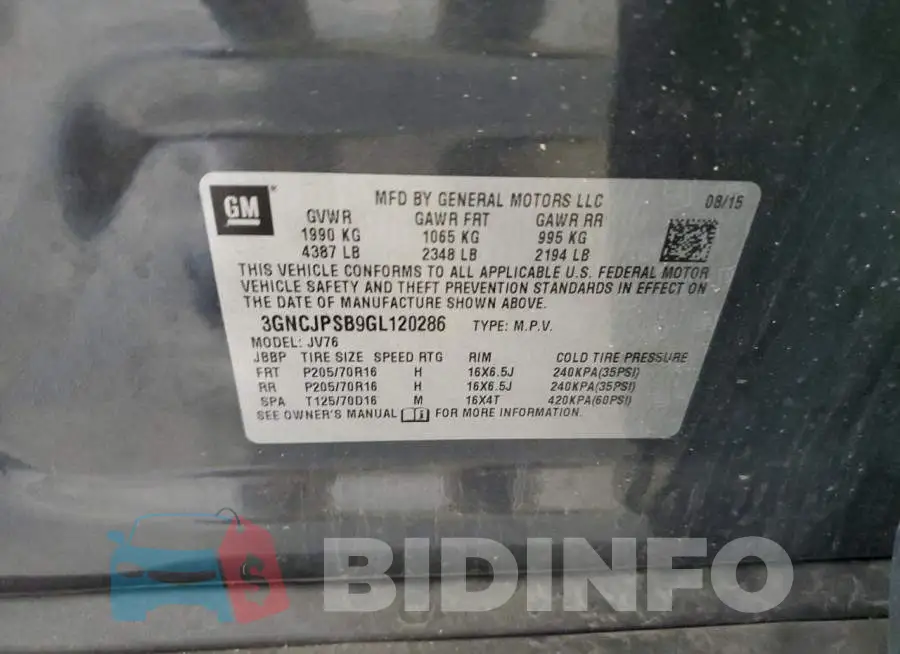 3GNCJPSB9GL120286 Photo# 10