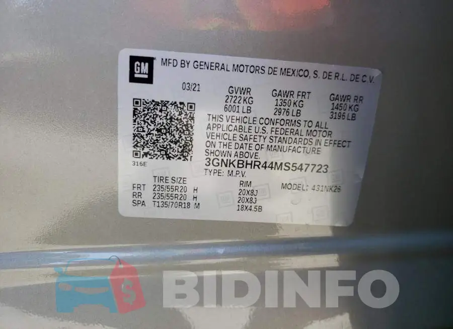 3GNKBHR44MS547723 Photo# 10