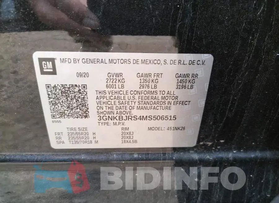 3GNKBJRS4MS506515 Photo# 10