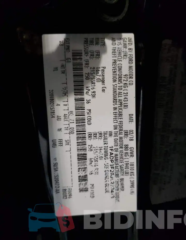 1FADP3F26JL273473 Photo# 10