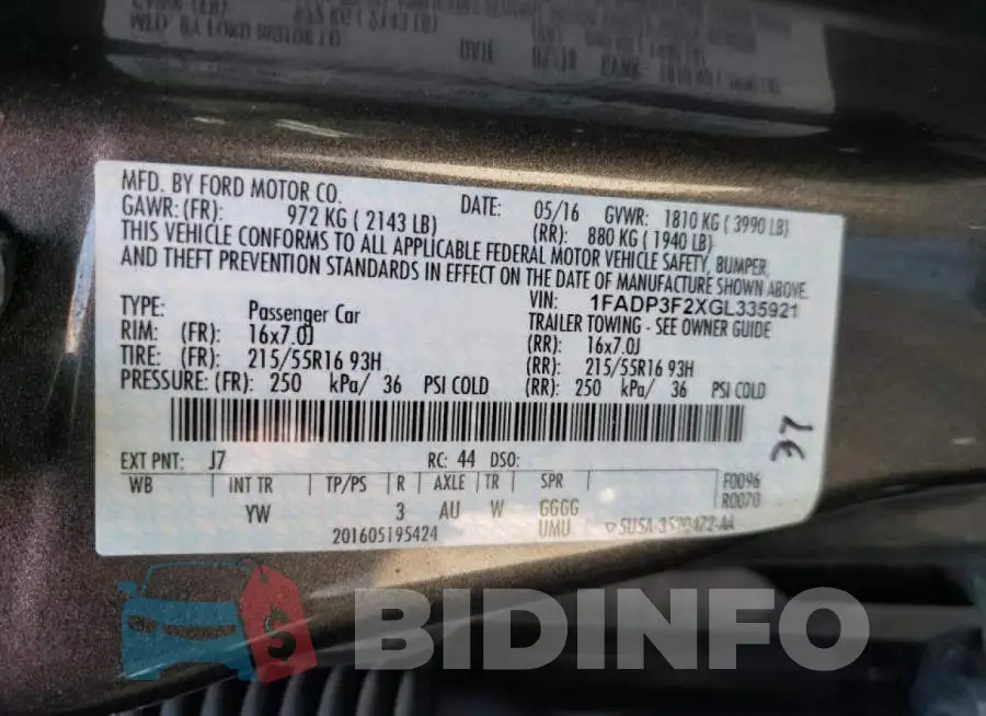1FADP3F2XGL335921 Photo# 10