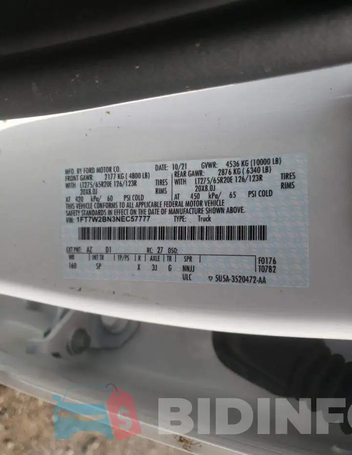 1FT7W2BN3NEC57777 Photo# 10