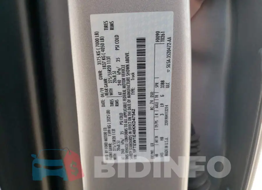 1FTEW1E48KKD47542 Photo# 10