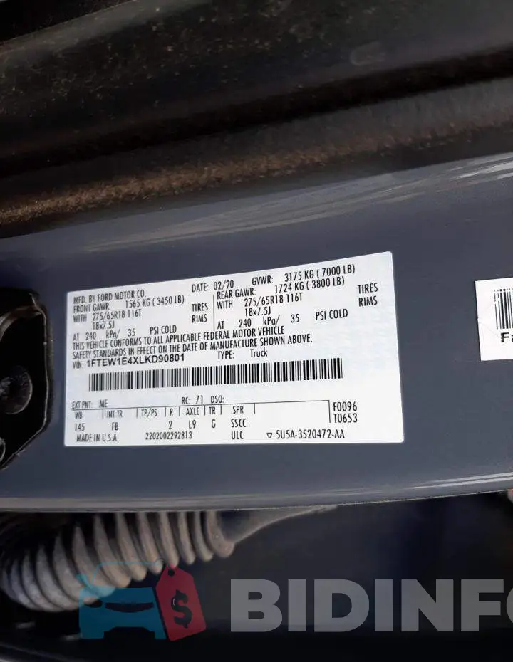 1FTEW1E4XLKD90801 Photo# 10