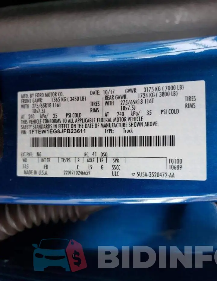 1FTEW1EG8JFB23611 Photo# 10