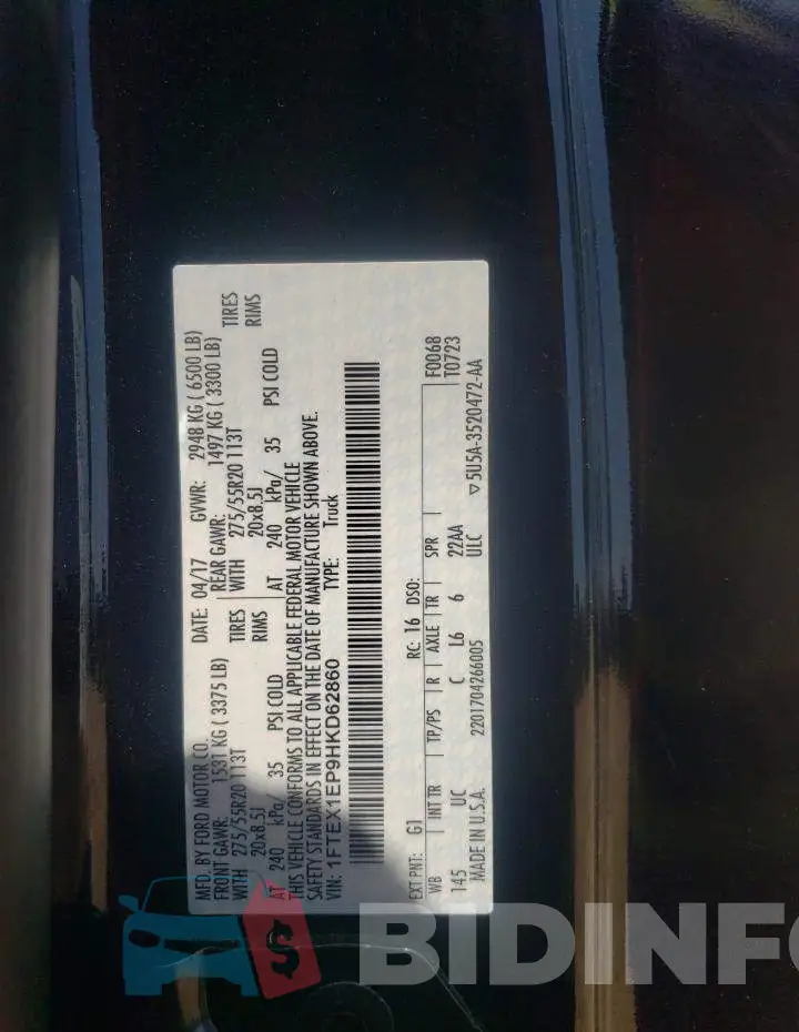 1FTEX1EP9HKD62860 Photo# 10