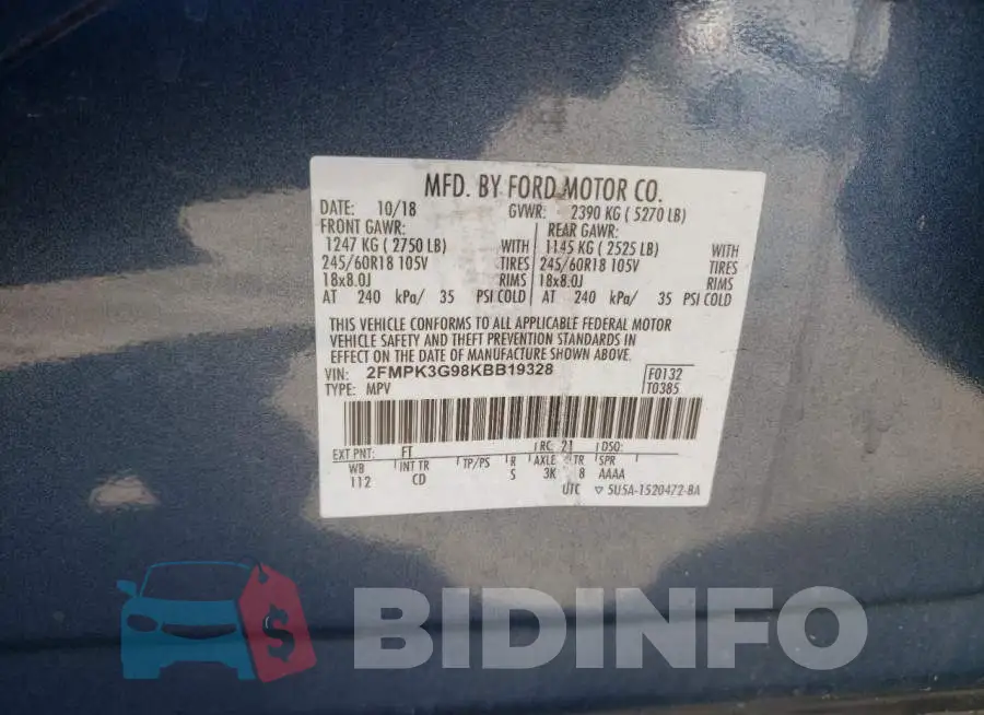 2FMPK3G98KBB19328 Photo# 10