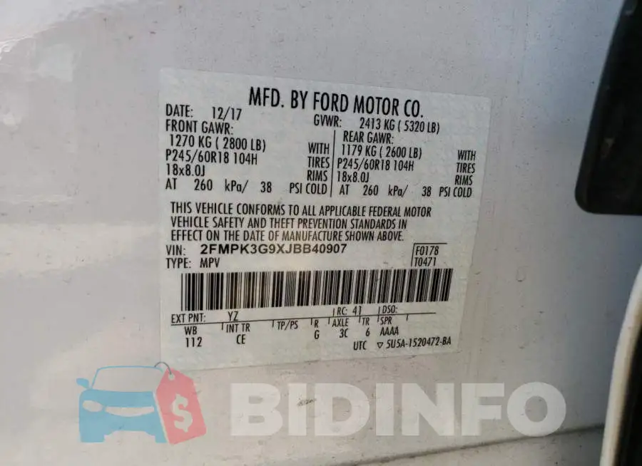2FMPK3G9XJBB40907 Photo# 10