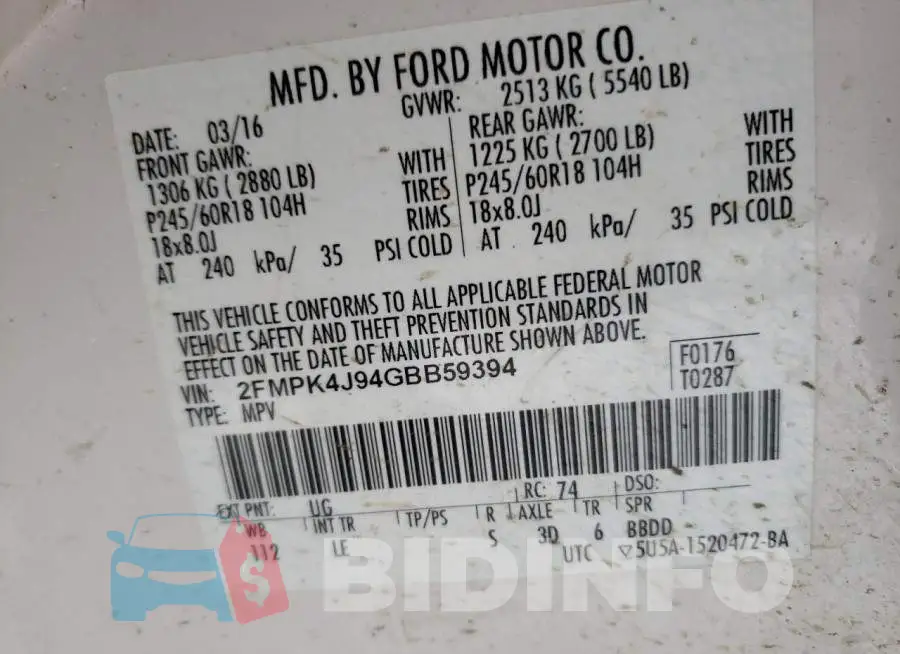 2FMPK4J94GBB59394 Photo# 10