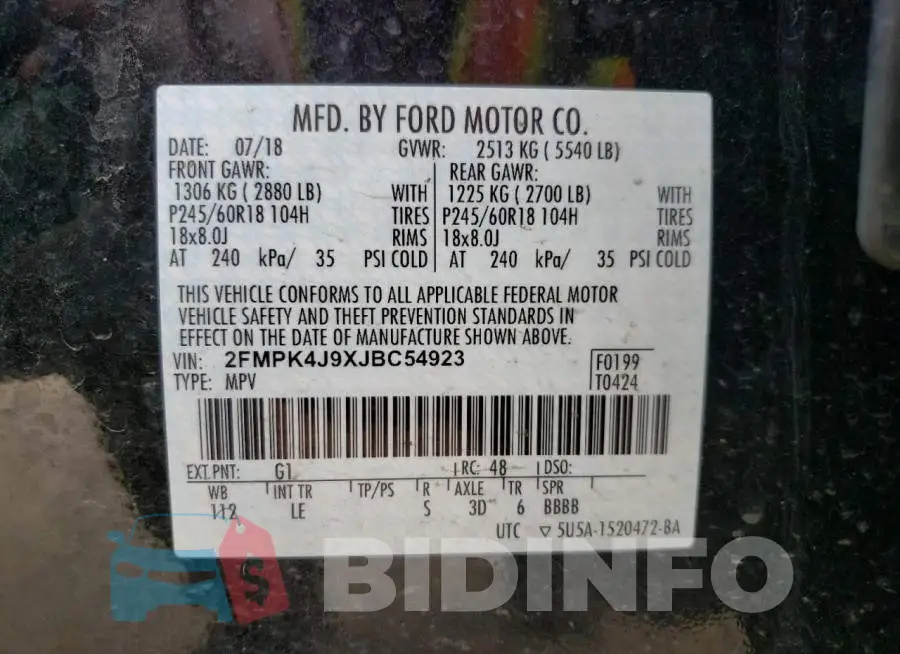 2FMPK4J9XJBC54923 Photo# 10